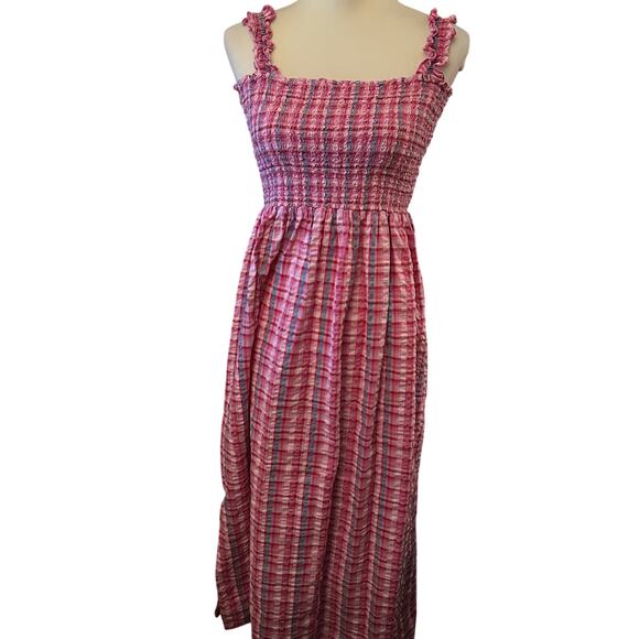 Waverly Grey Shirred Bodice Cami SunDress, Size XL, Pink Plaid - Picture 2 of 10
